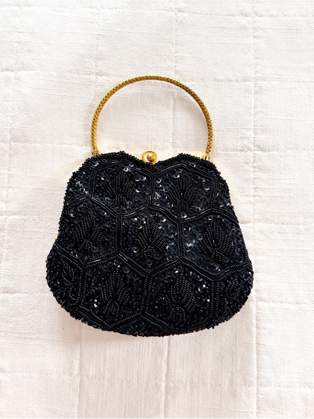 Vintage Richere by Walborg Black Beaded Evening Handbag